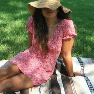 Red Floaral Pattern Dress NWT